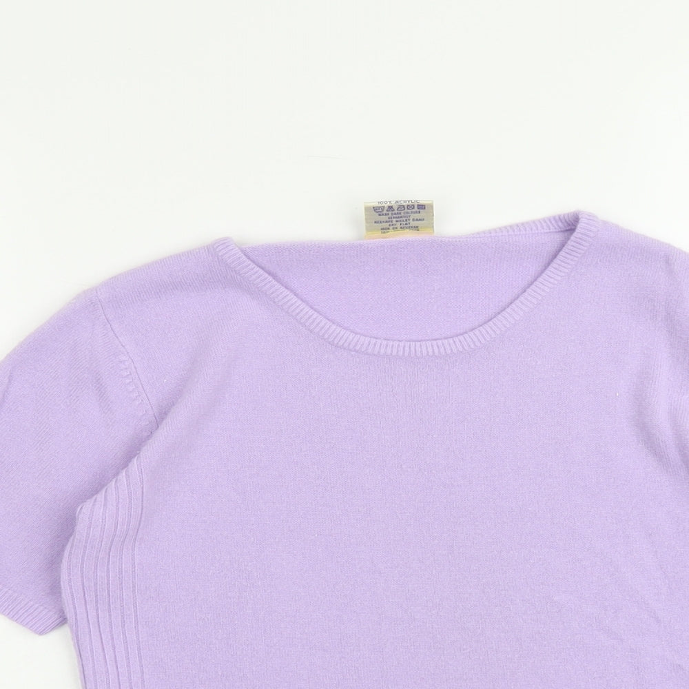 Ladies Womens Purple Round Neck Acrylic Pullover Jumper Size 10