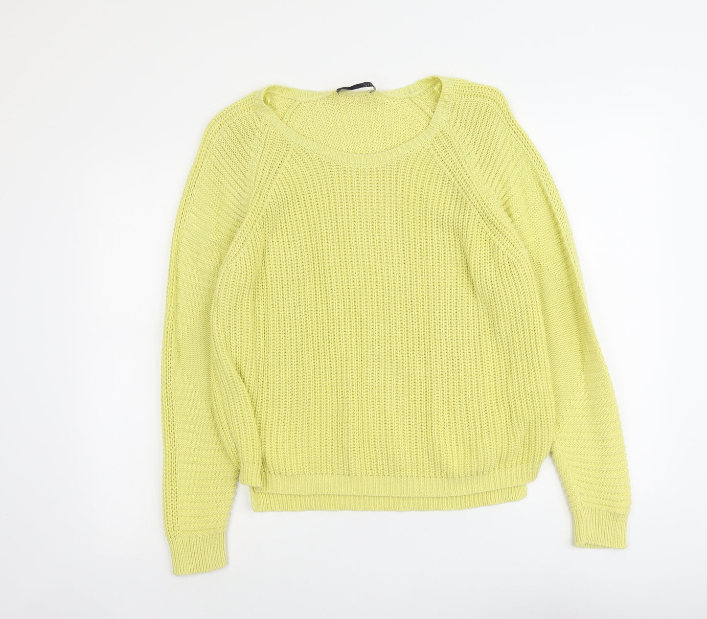 Marks and Spencer Womens Yellow Round Neck Cotton Pullover Jumper Size 18