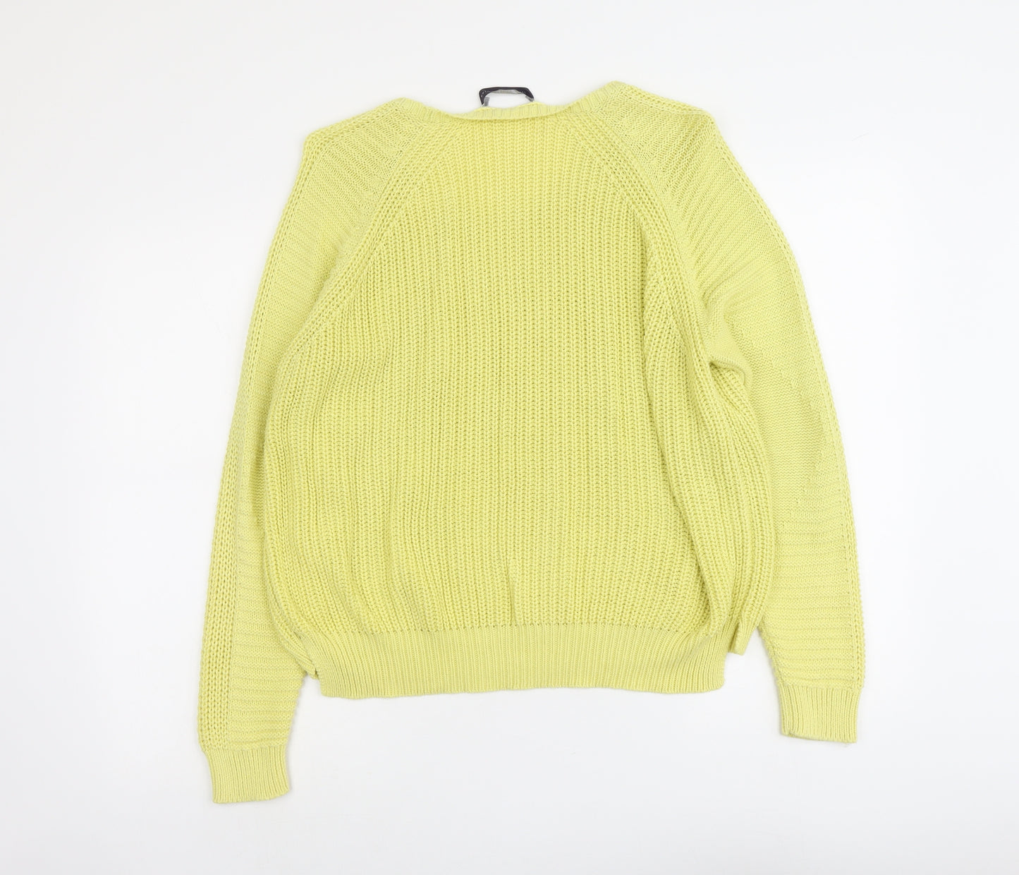 Marks and Spencer Womens Yellow Round Neck Cotton Pullover Jumper Size 18