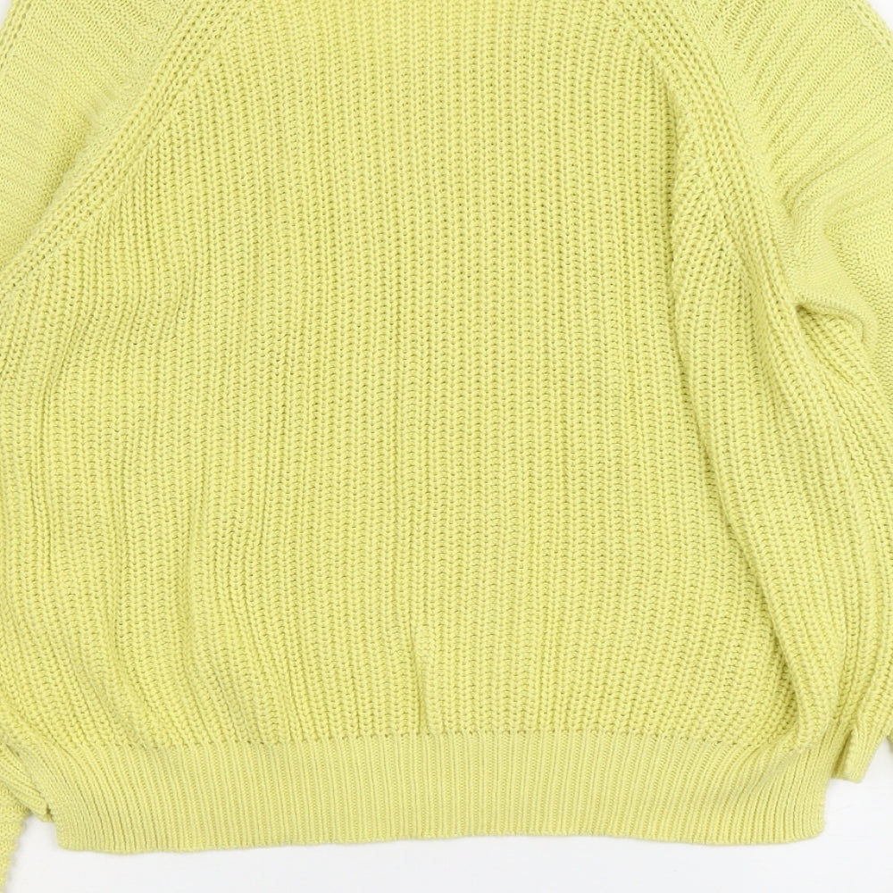 Marks and Spencer Womens Yellow Round Neck Cotton Pullover Jumper Size 18