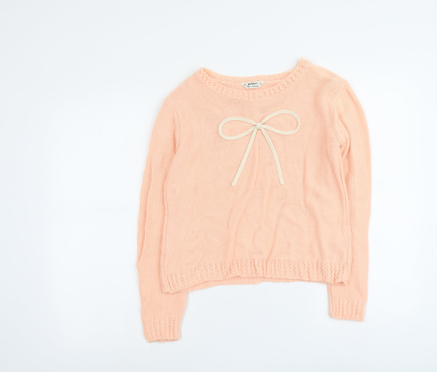 Miss Selfridge Womens Orange Round Neck Acrylic Pullover Jumper Size 14