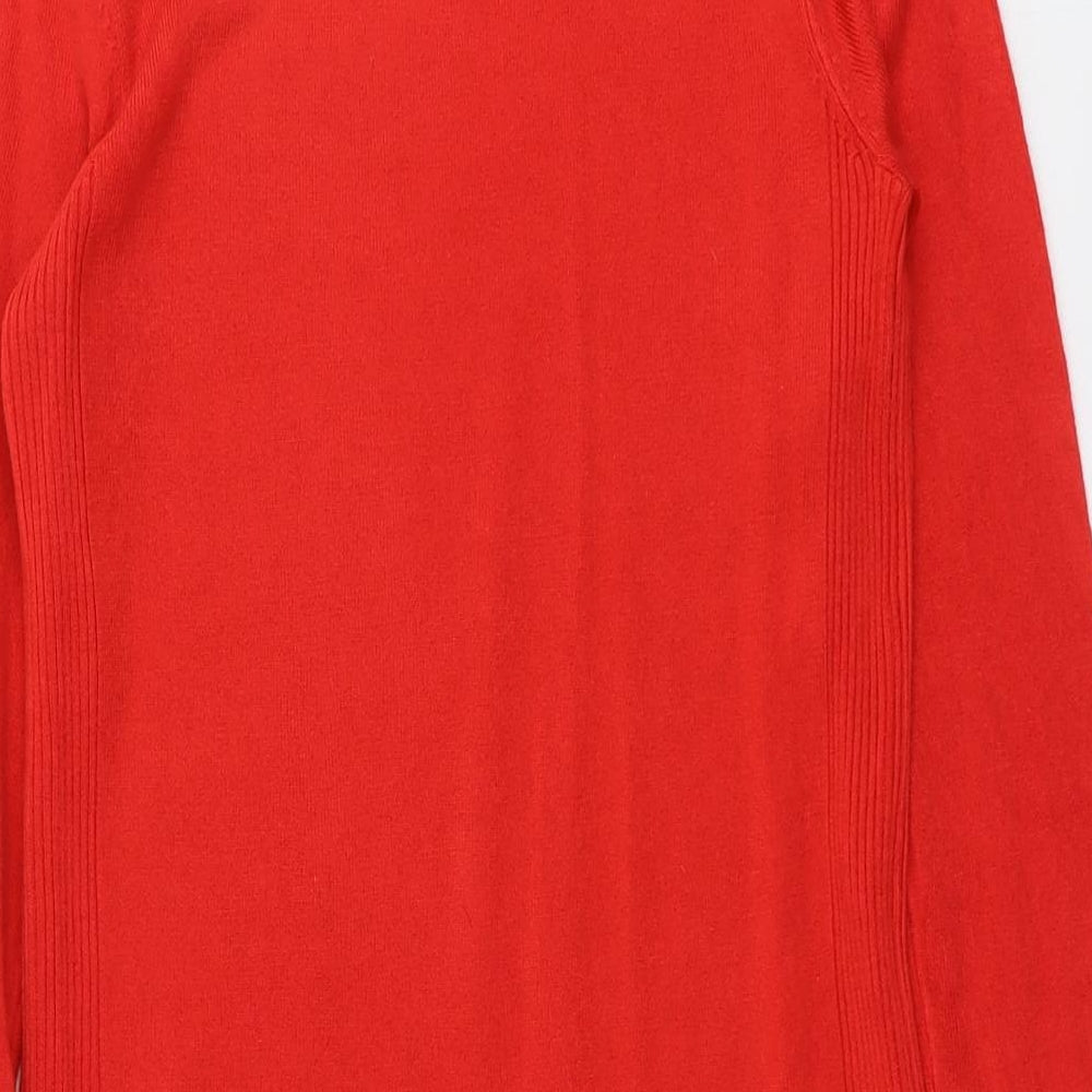 F&F Womens Red Round Neck Acrylic Pullover Jumper Size 8