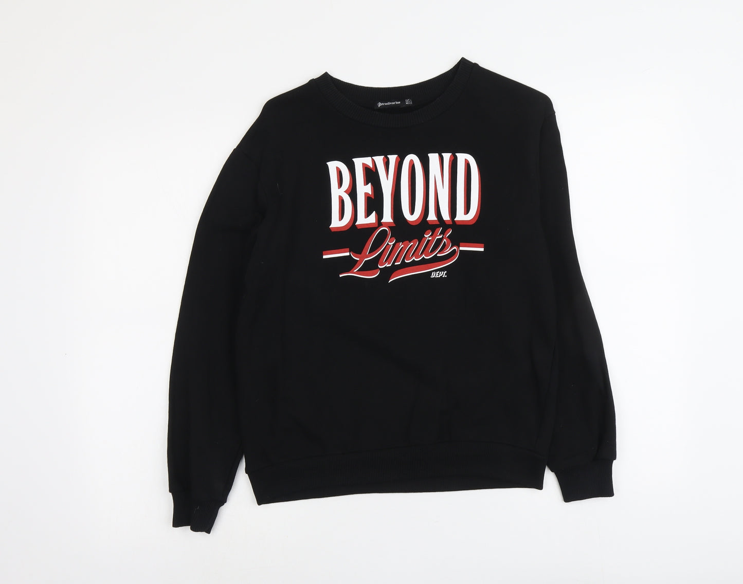 Stradivarius Womens Black Cotton Pullover Sweatshirt Size S Pullover - Beyond Limits