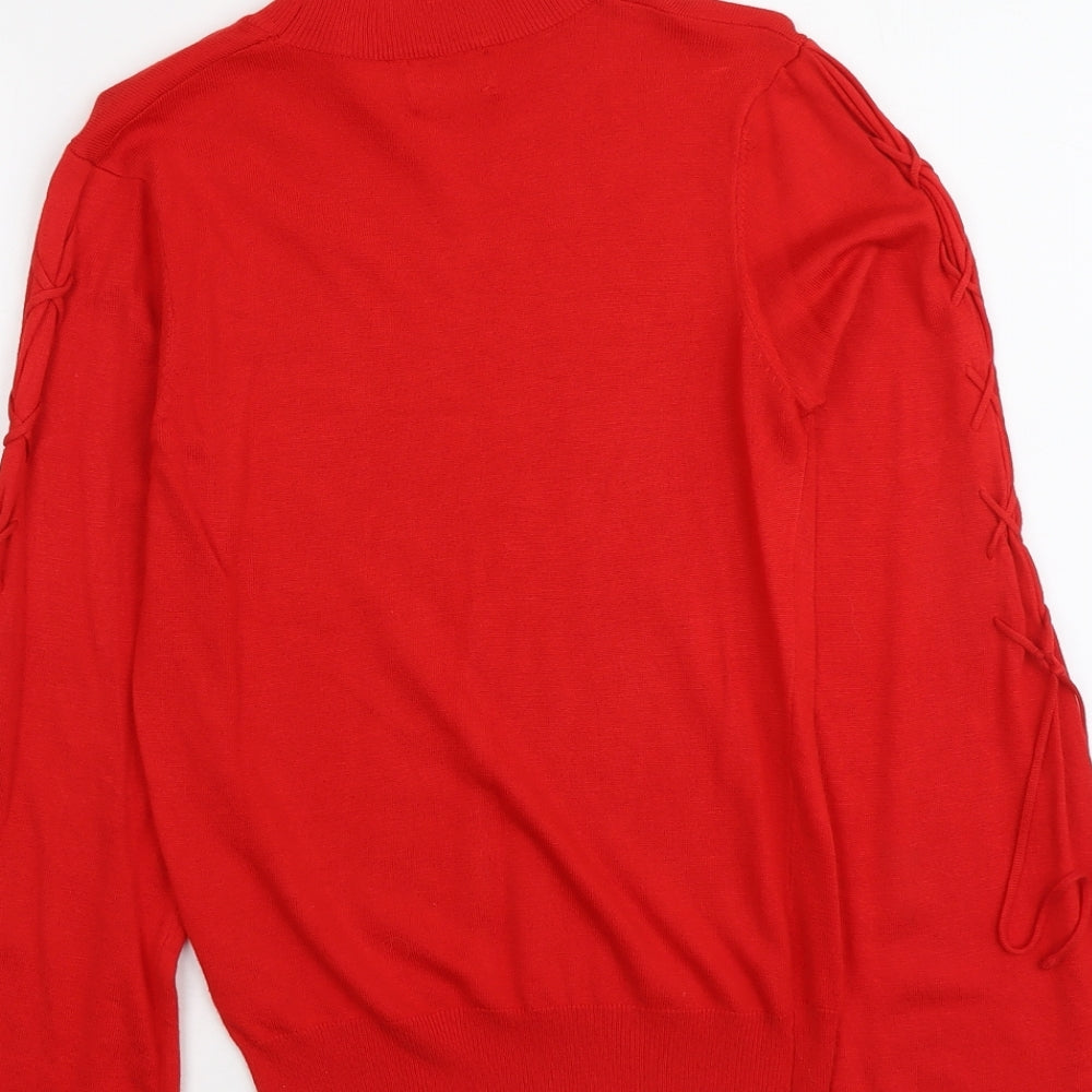 Lauren Taylor Womens Red Round Neck Viscose Pullover Jumper Size S