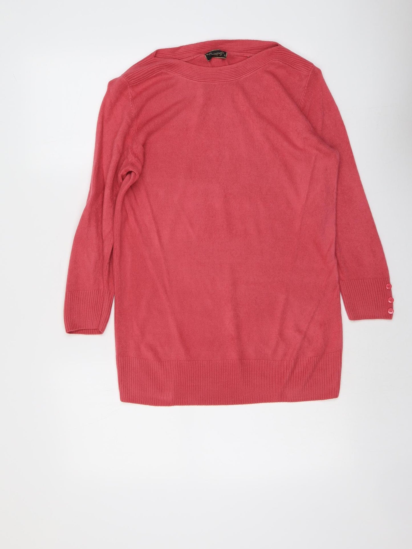 Originals Womens Pink Round Neck Acrylic Pullover Jumper Size 16