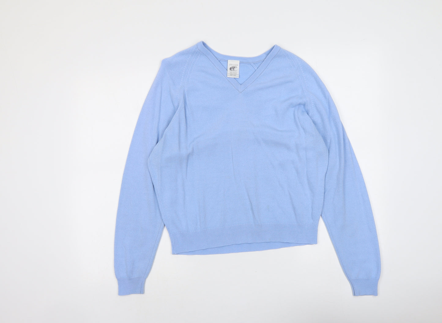 Littlewoods Womens Blue V-Neck Acrylic Pullover Jumper Size 20