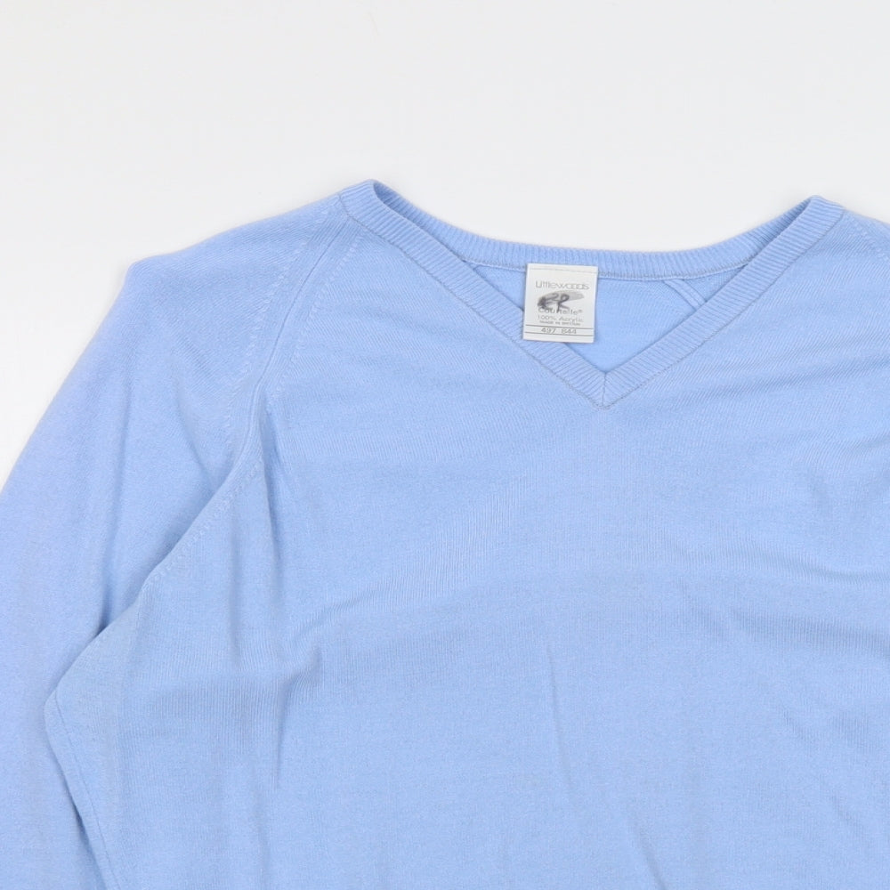Littlewoods Womens Blue V-Neck Acrylic Pullover Jumper Size 20