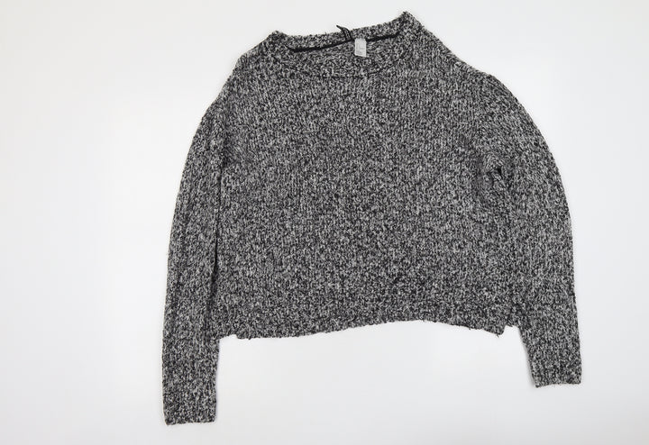 H&M Womens Grey Round Neck Acrylic Pullover Jumper Size L