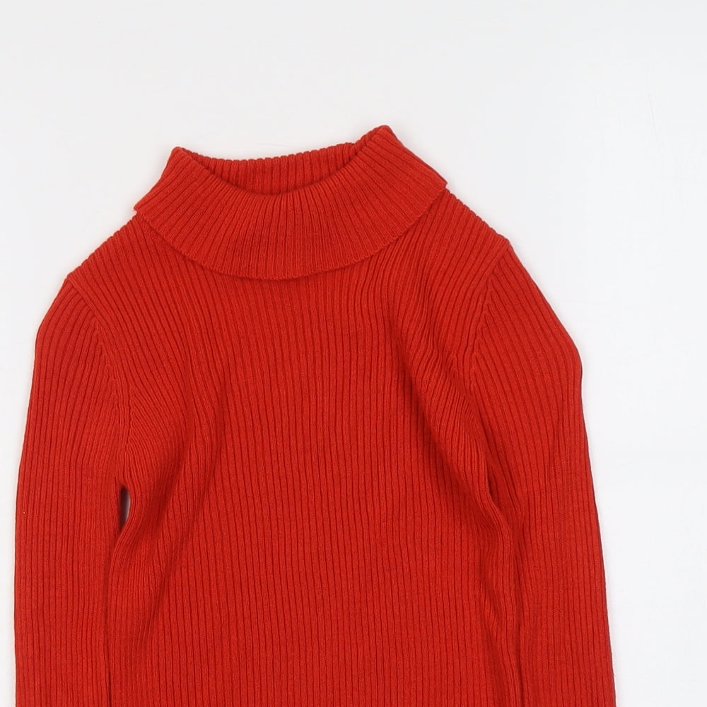 TU Girls Red Roll Neck Acrylic Pullover Jumper Size 7 Years Pullover