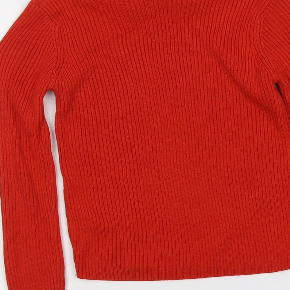 TU Girls Red Roll Neck Acrylic Pullover Jumper Size 7 Years Pullover