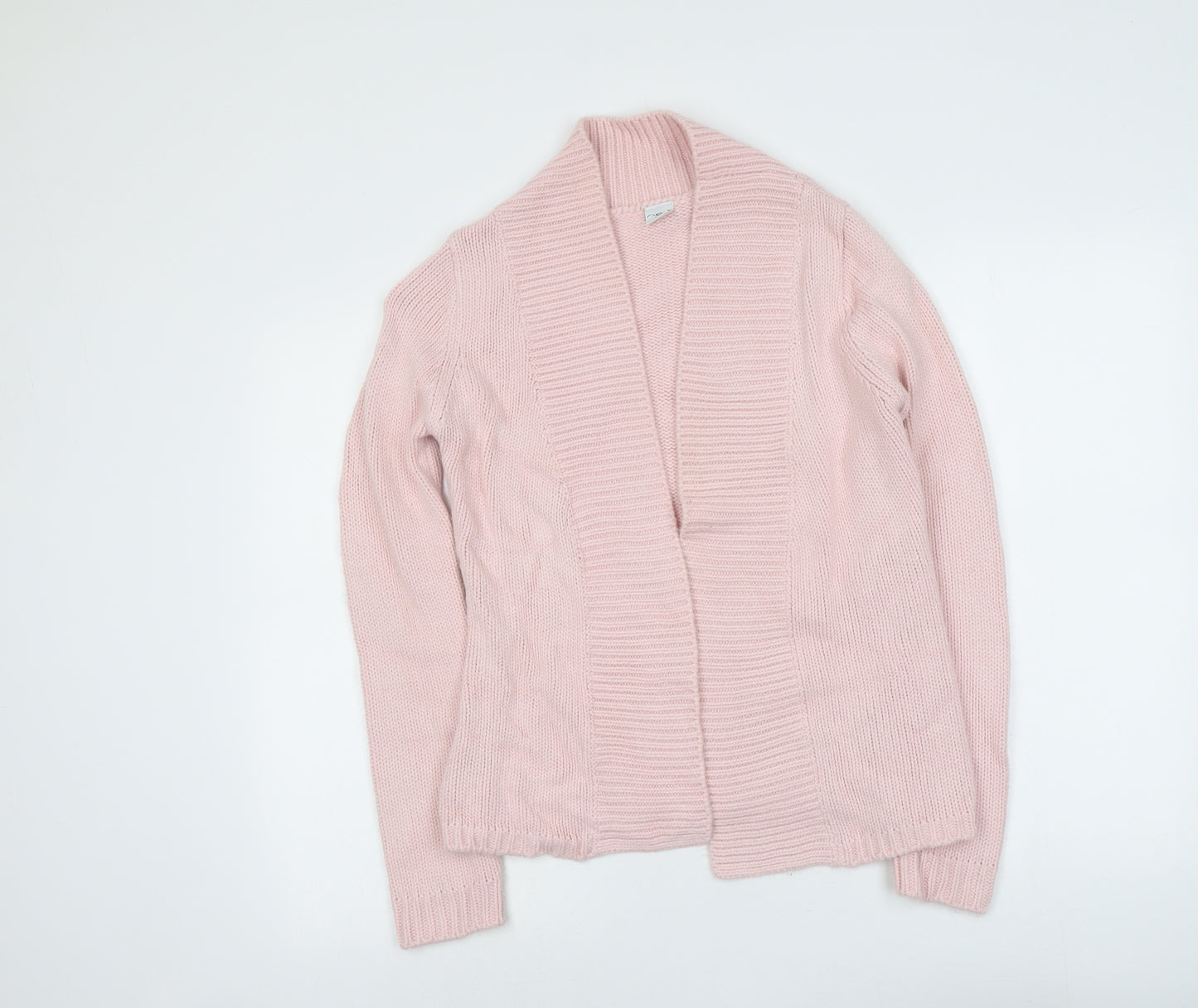 New Look Womens Pink V-Neck Acrylic Cardigan Jumper Size 12