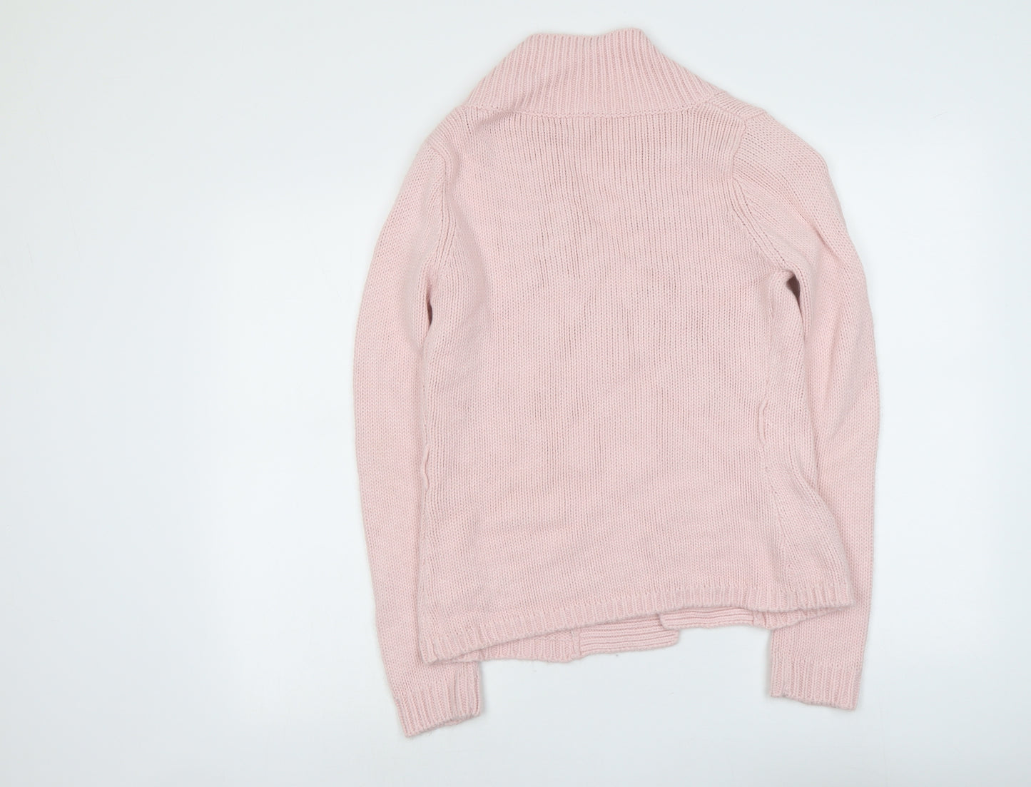 New Look Womens Pink V-Neck Acrylic Cardigan Jumper Size 12