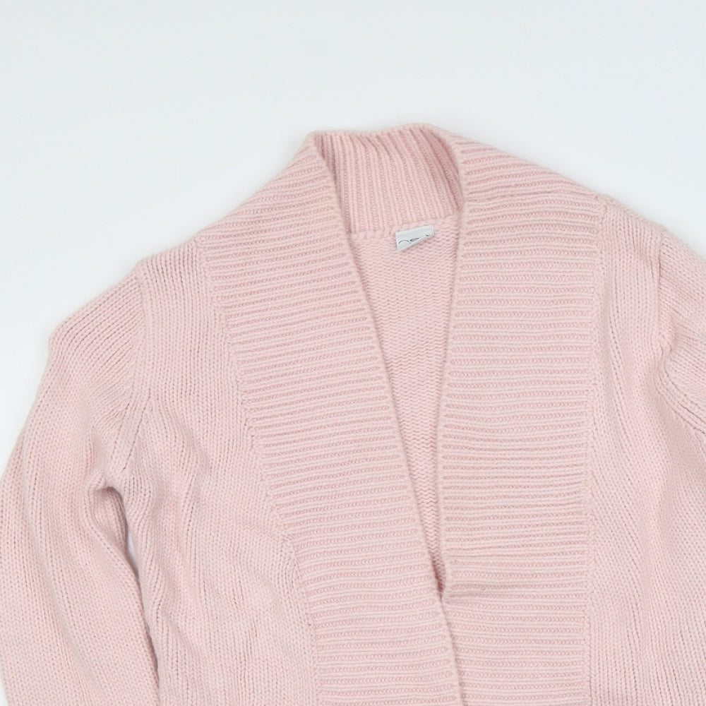 New Look Womens Pink V-Neck Acrylic Cardigan Jumper Size 12