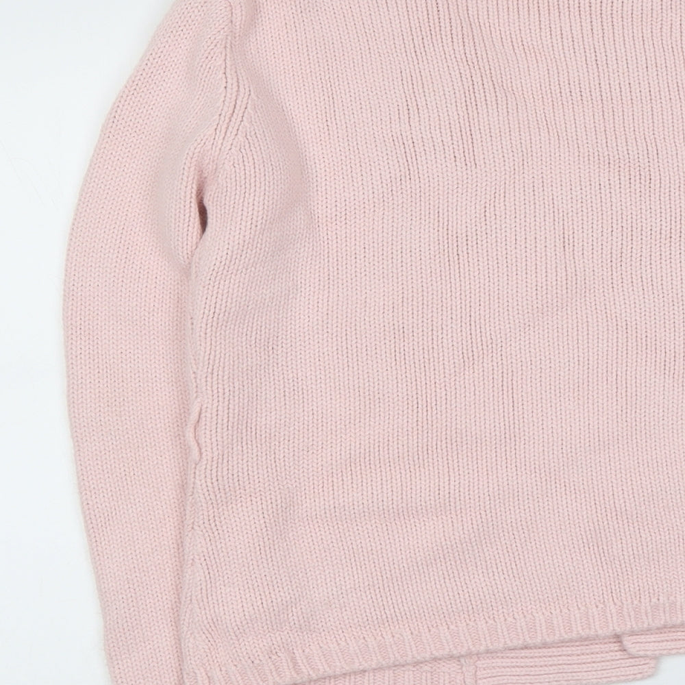 New Look Womens Pink V-Neck Acrylic Cardigan Jumper Size 12
