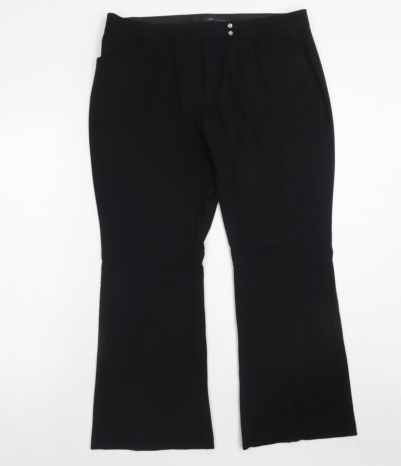 Marks and Spencer Womens Black Polyester Trousers Size 16 Regular Zip