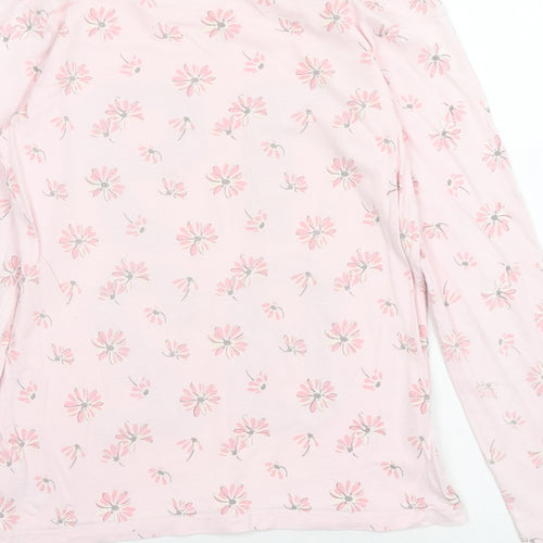 NEXT Girls Pink Floral Cotton Basic T-Shirt Size 12 Years Round Neck Pullover - 1982