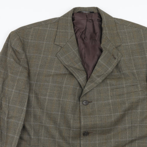 Portfolio Mens Brown Check Wool Jacket Blazer Size 44 Regular