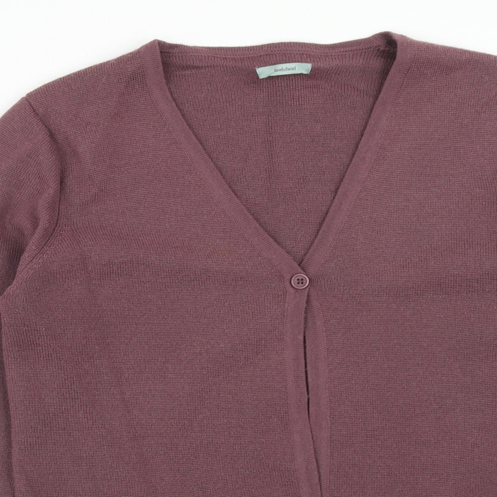 Hawkshead Womens Purple V-Neck Acrylic Cardigan Jumper Size 12