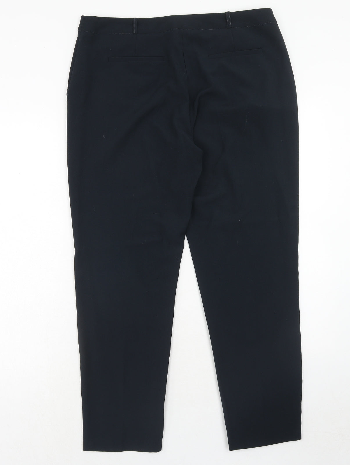 BHS Womens Blue Polyester Trousers Size 14 Regular Hook & Eye