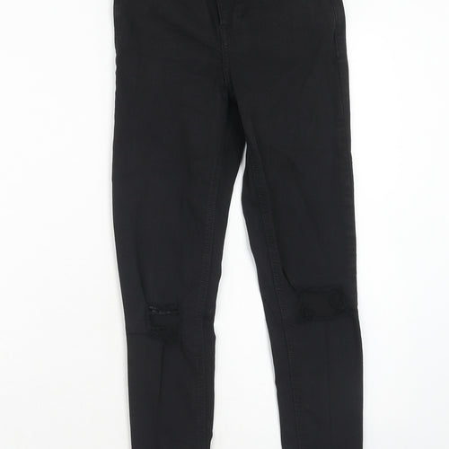 Topshop Womens Black Cotton Skinny Jeans Size 25 in L30 in Regular Zip