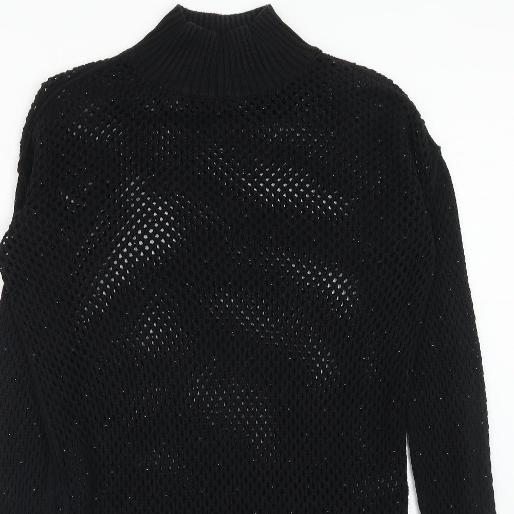 NEXT Womens Black High Neck Cotton Pullover Jumper Size 10