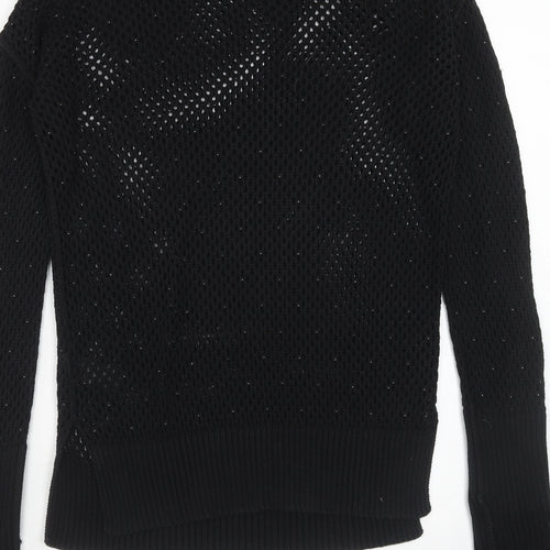 NEXT Womens Black High Neck Cotton Pullover Jumper Size 10