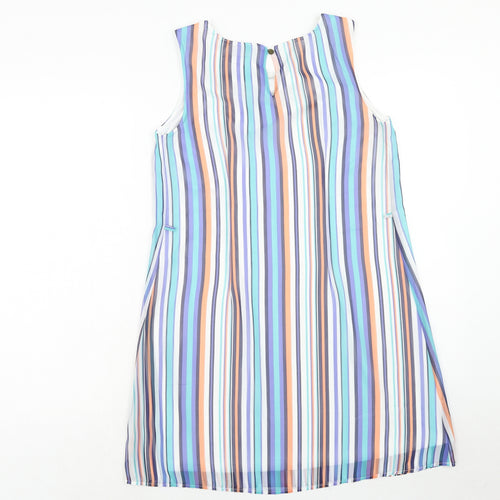 Atmosphere Womens Multicoloured Striped Polyester A-Line Size 8 Round Neck Button