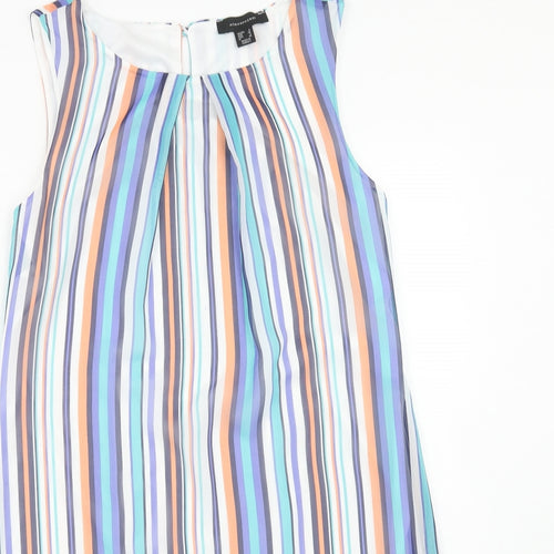 Atmosphere Womens Multicoloured Striped Polyester A-Line Size 8 Round Neck Button