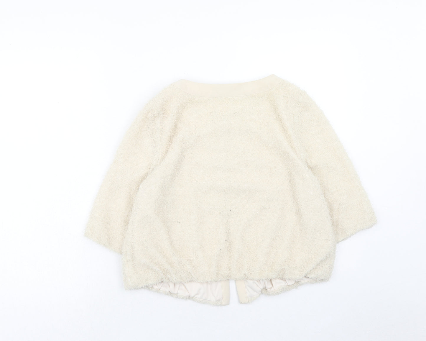 Kaleidoscope Womens Beige Scoop Neck Polyester Cardigan Jumper Size 14 - Embellished Neckline