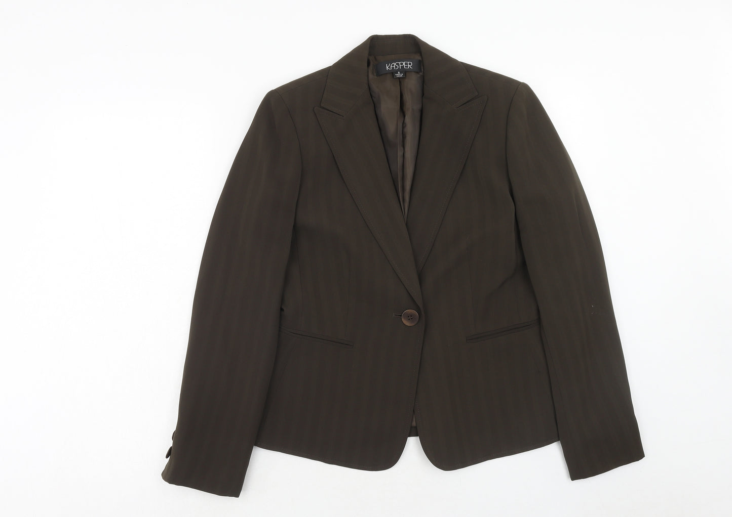 Kasper Womens Brown Striped Polyester Jacket Suit Jacket Size 6