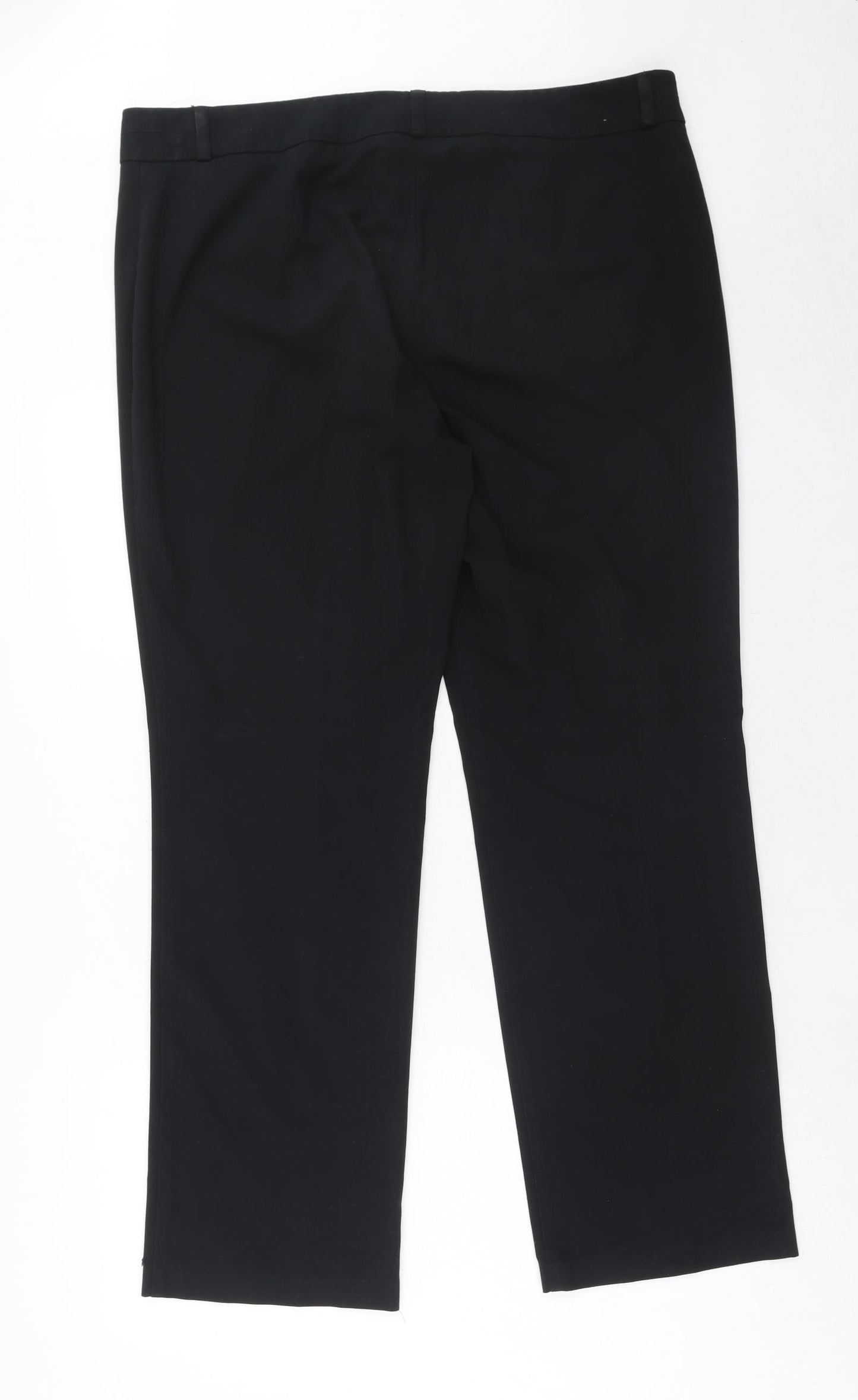 Marks and Spencer Womens Black Polyester Trousers Size 18 Regular Hook & Eye