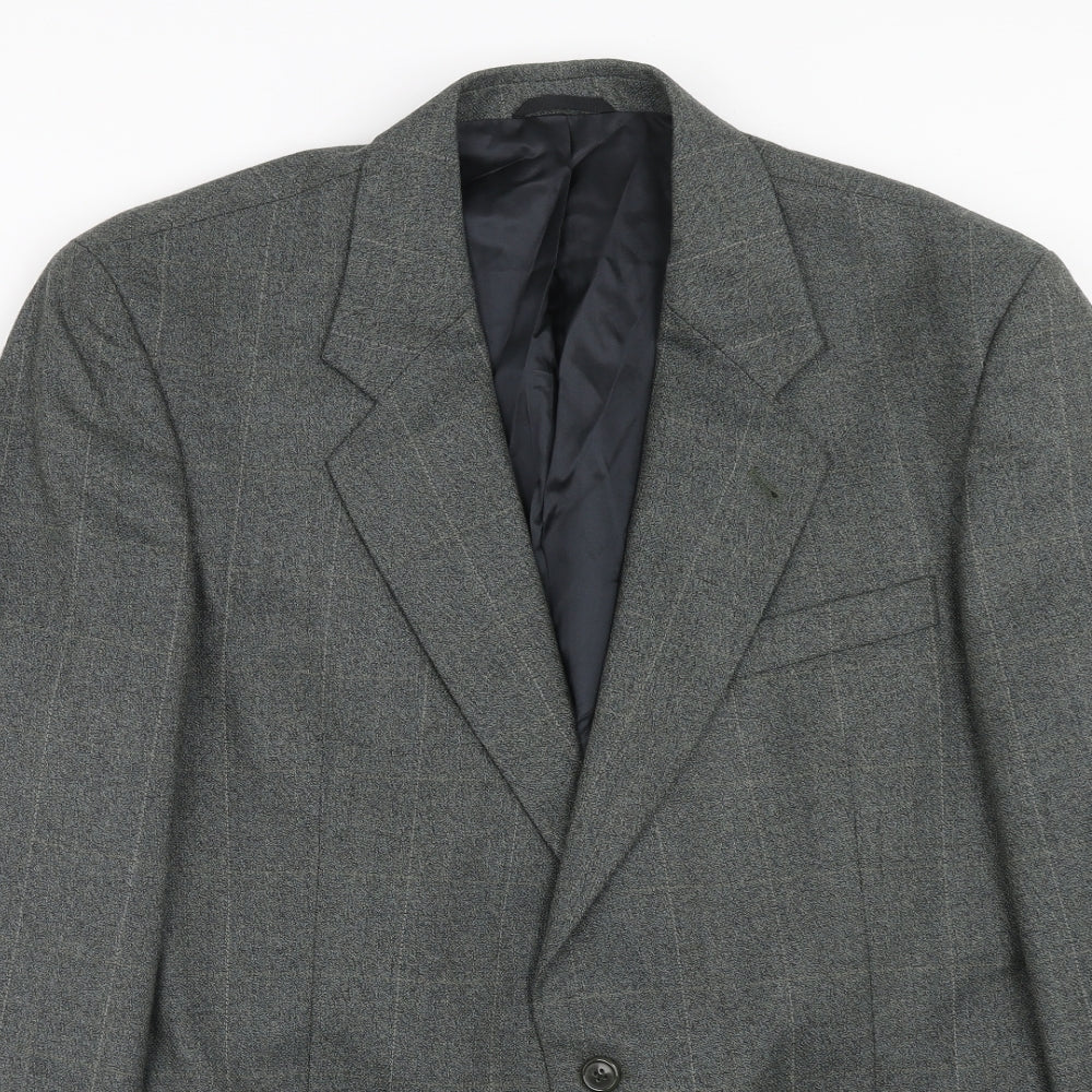 Periscope Mens Grey Check Polyester Jacket Suit Jacket Size 44 Regular