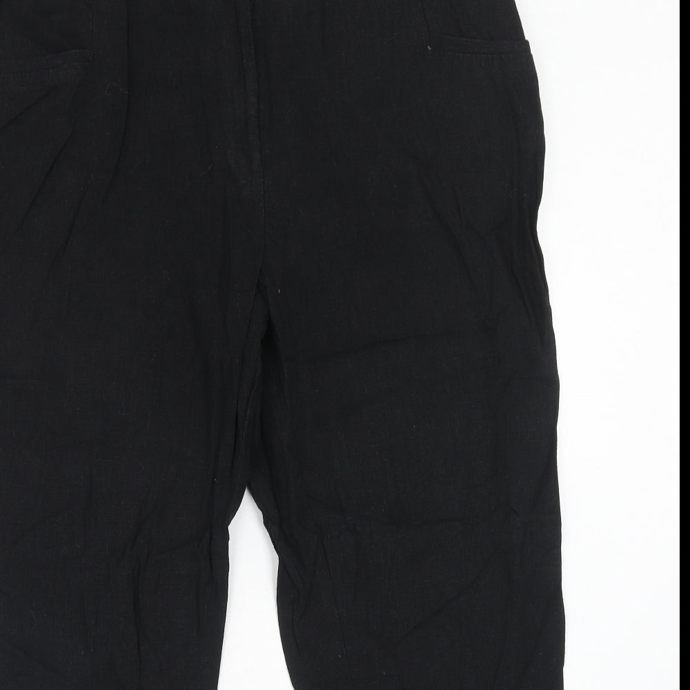 South Womens Black Linen Trousers Size 18 Regular Hook & Eye