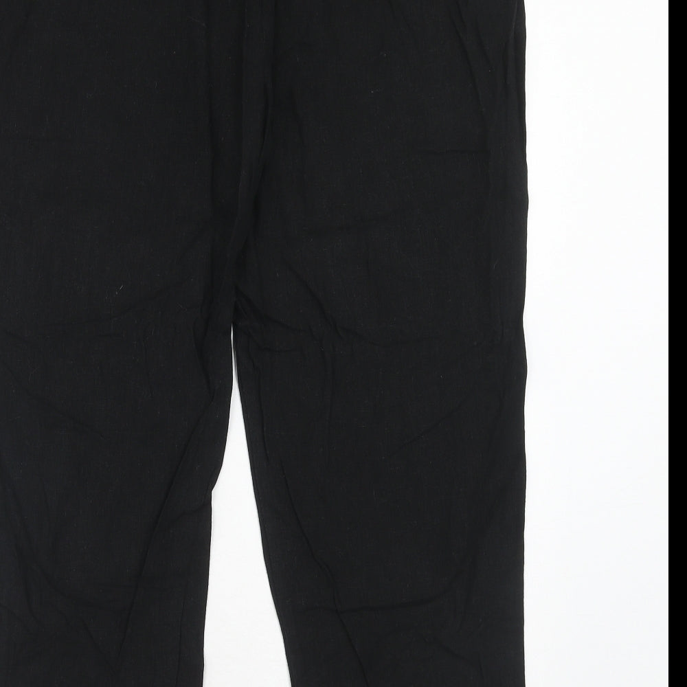 South Womens Black Linen Trousers Size 18 Regular Hook & Eye