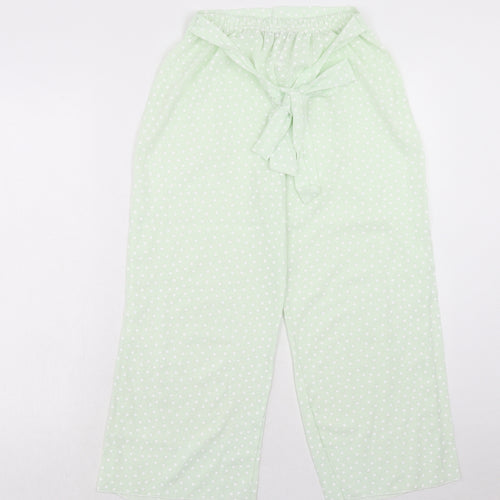 Boohoo Womens Green Polka Dot Polyester Trousers Size 8 Regular Tie
