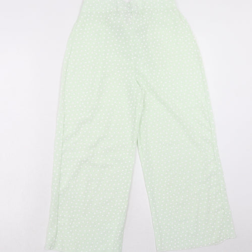 Boohoo Womens Green Polka Dot Polyester Trousers Size 8 Regular Tie