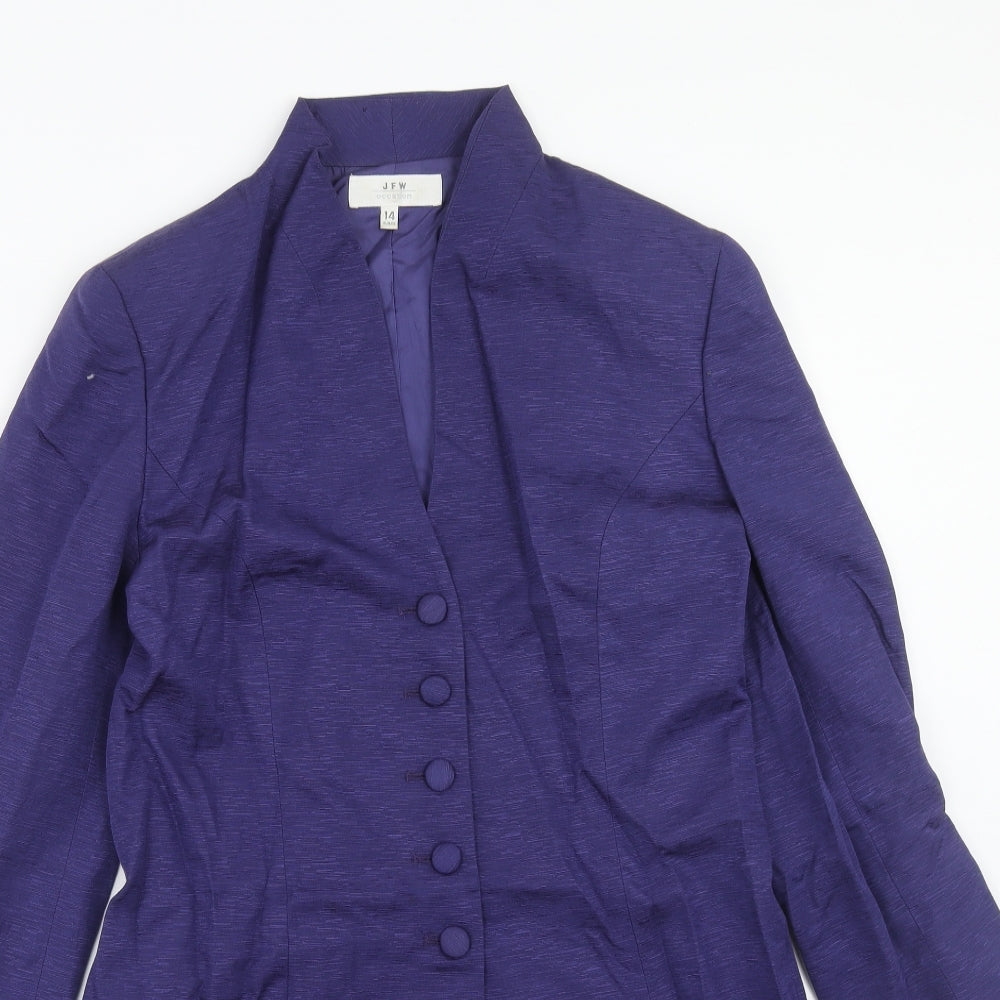JFW Womens Purple Pea Coat Coat Size 14 Button