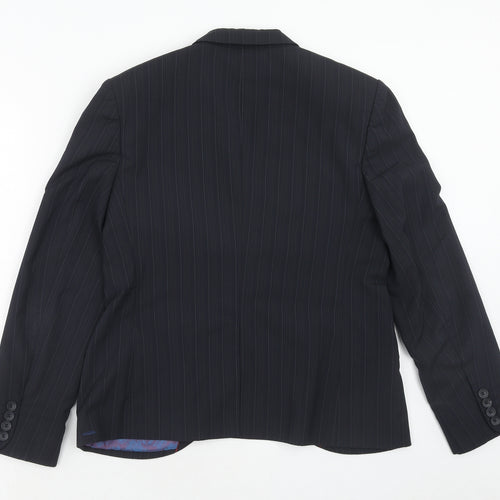 Waredrobe Womens Blue Striped Polyester Jacket Suit Jacket Size 12