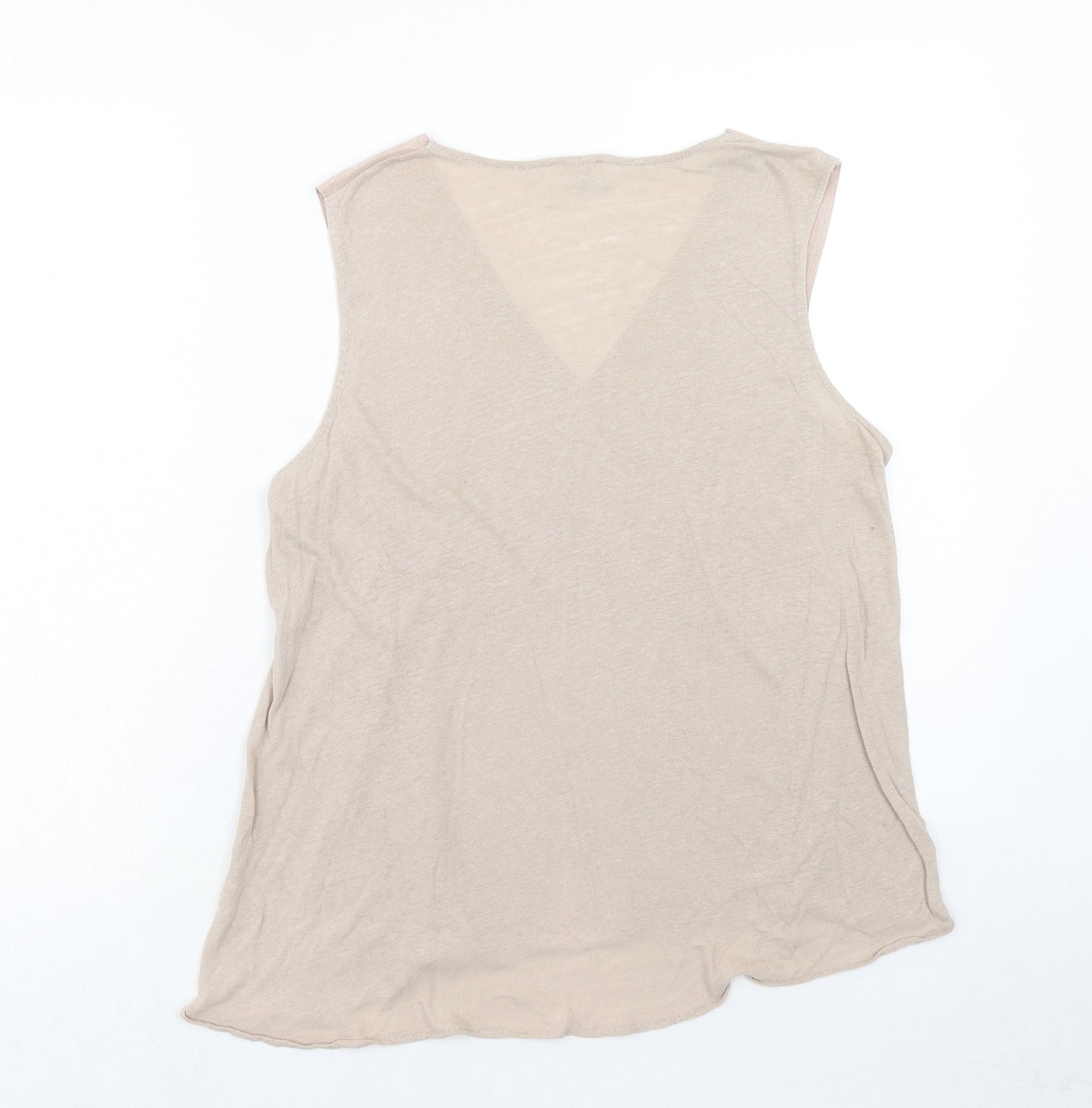 River Island Womens Beige Polyester Basic Blouse Size 16 V-Neck