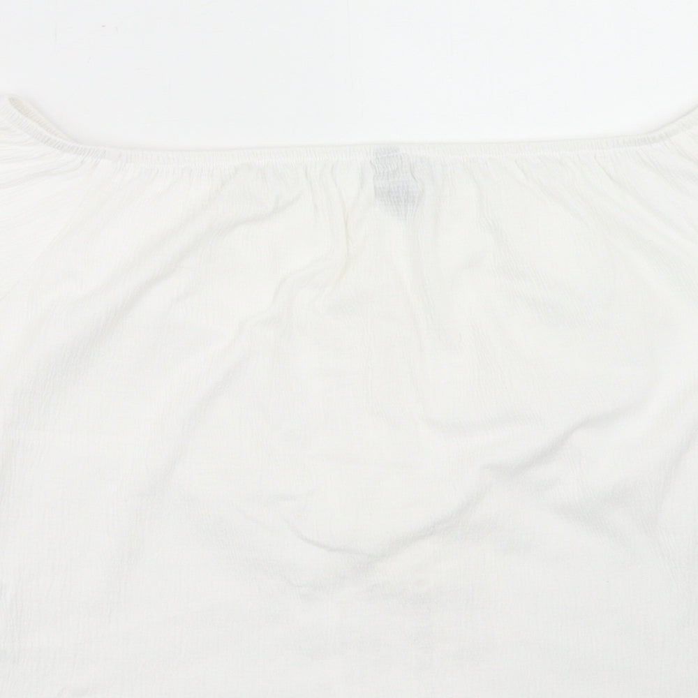 H&M Womens White Polyester Basic Blouse Size L Off the Shoulder