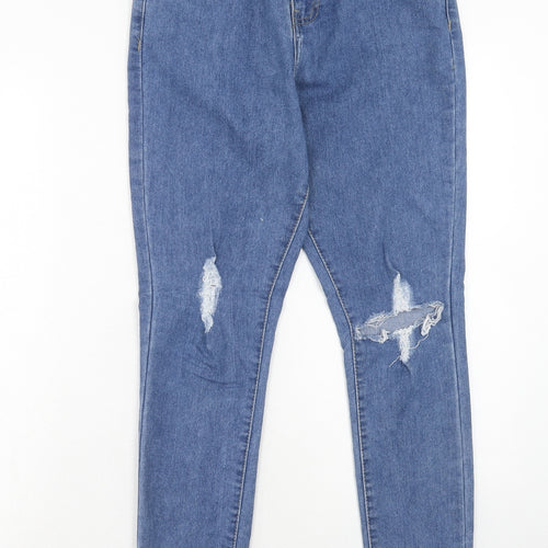Misspap Womens Blue Cotton Skinny Jeans Size 8 Regular Zip