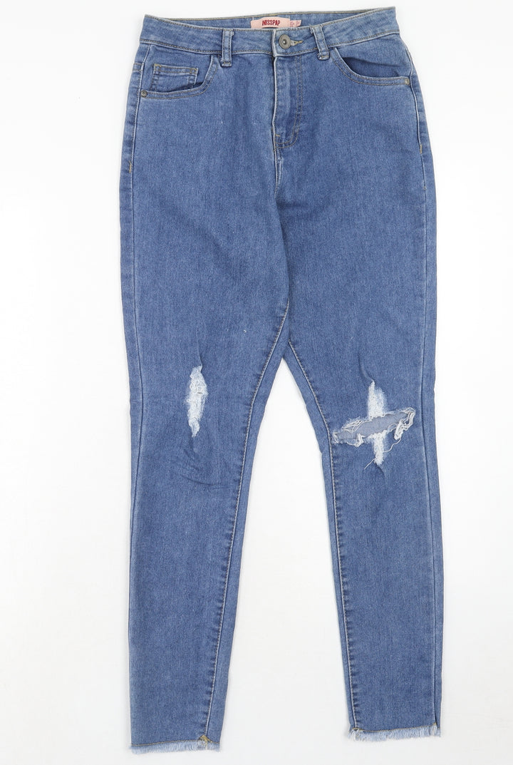 Misspap Womens Blue Cotton Skinny Jeans Size 8 Regular Zip