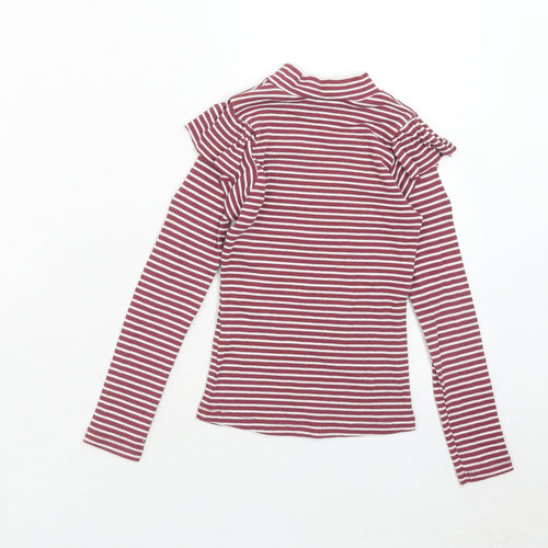 Mataan Girls Pink Striped Cotton Basic T-Shirt Size 7 Years Mock Neck Pullover