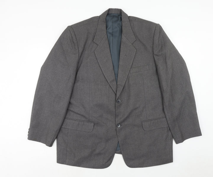 Preworn Mens Grey Polyester Jacket Suit Jacket Size 44 Regular