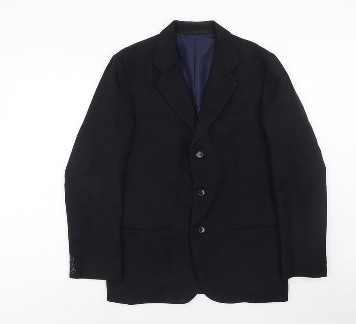 Preworn Mens Blue Polyester Jacket Suit Jacket Size 40 Regular