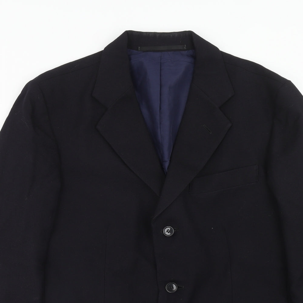 Preworn Mens Blue Polyester Jacket Suit Jacket Size 40 Regular