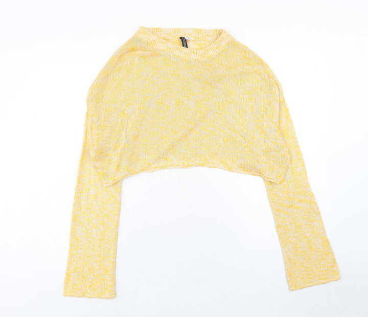 H&M Womens Yellow Round Neck Cotton Pullover Jumper Size S