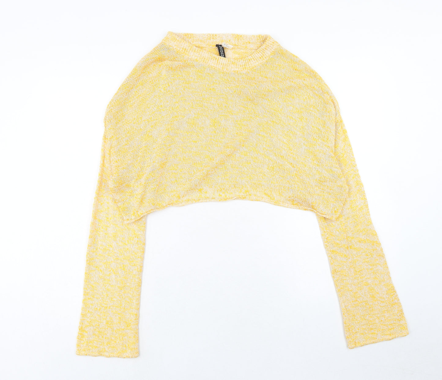 H&M Womens Yellow Round Neck Cotton Pullover Jumper Size S