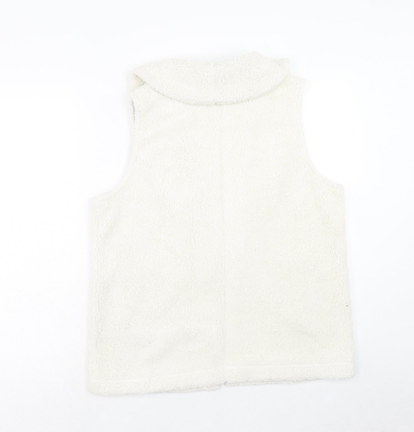 LOFT Womens Ivory Gilet Jacket Size S Zip - Sherpa