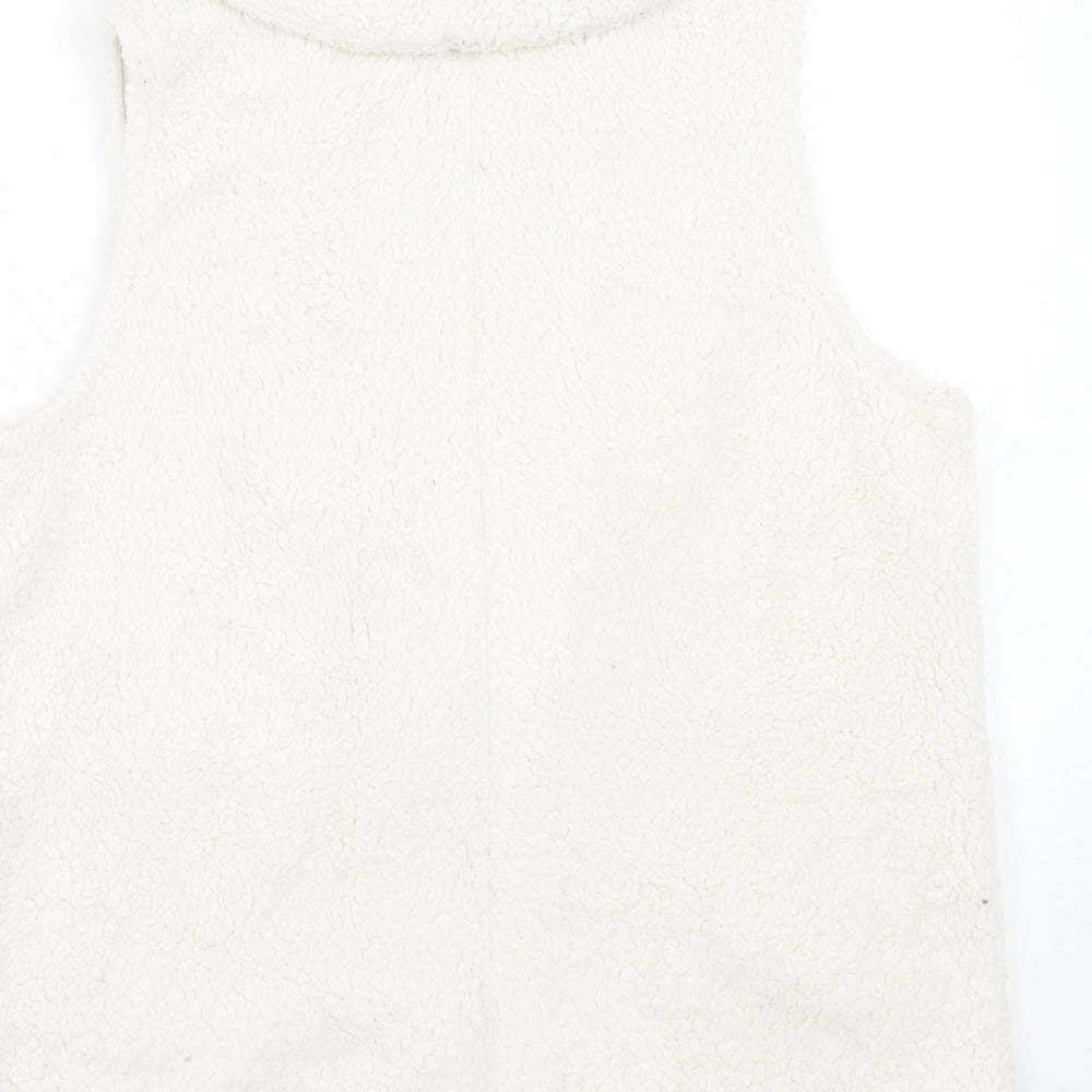 LOFT Womens Ivory Gilet Jacket Size S Zip - Sherpa
